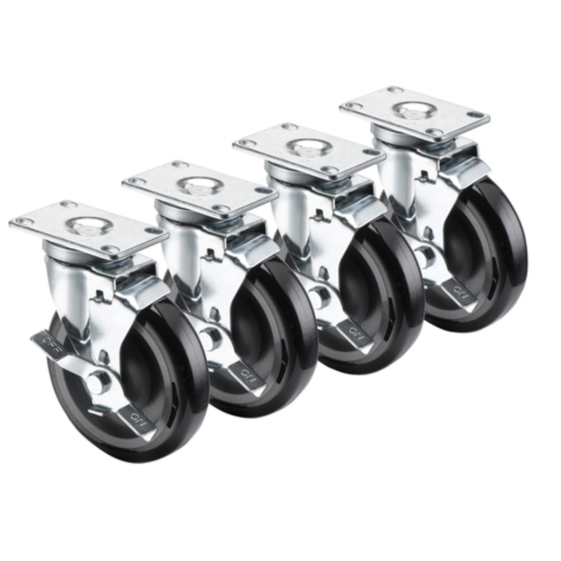 Krowne Plate Casters, 2-3/8 x 3-5/8, 5 with Brakes – 28-113S 4PK