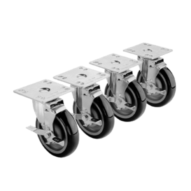 Krowne Plate Casters, 4 x 4, 5 Wheels with Brakes – 28-107S 4PK