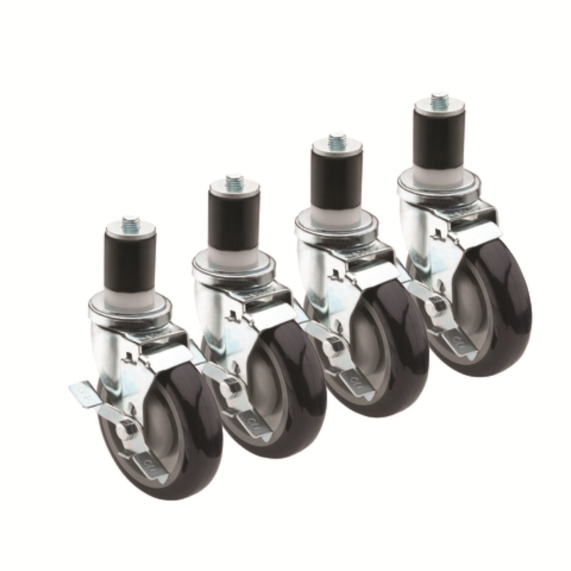 Krowne Stem Casters, 5 Wheels with Brakes – 28-129S 4PK
