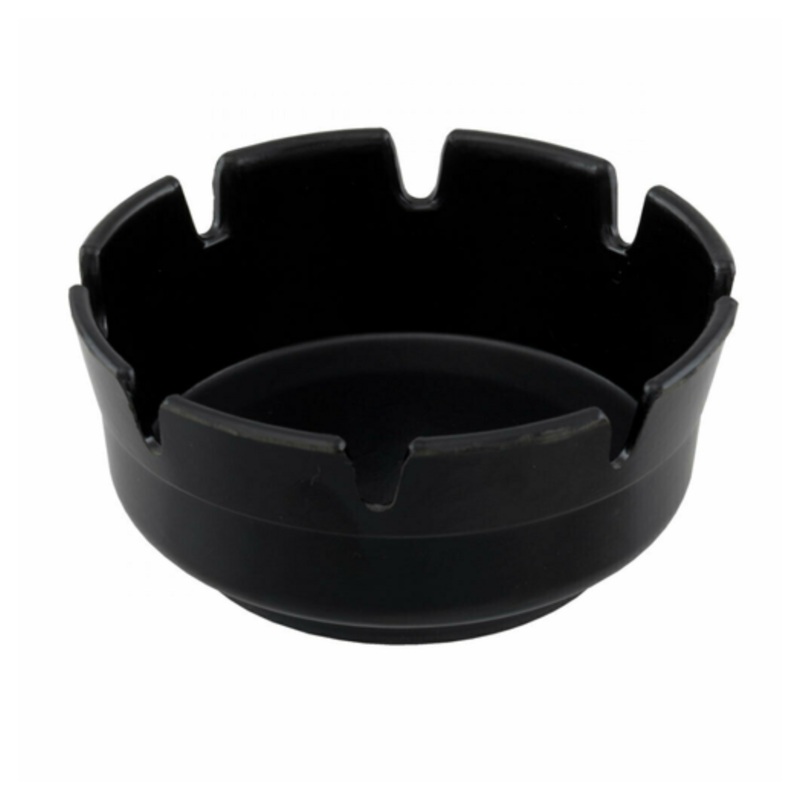 Ash Tray, Black Plastic, 3-3/4 dia.