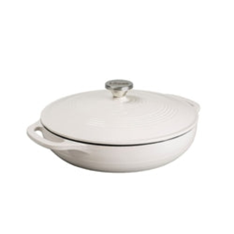 Lodge Casserole, 3.6 Qrt Round, Cover with S/S Knob Oyster White Exterior – EC3CC13