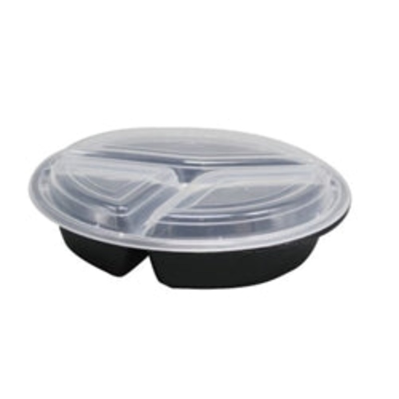 Maple Trade 3-Comp Round Black Container – CS