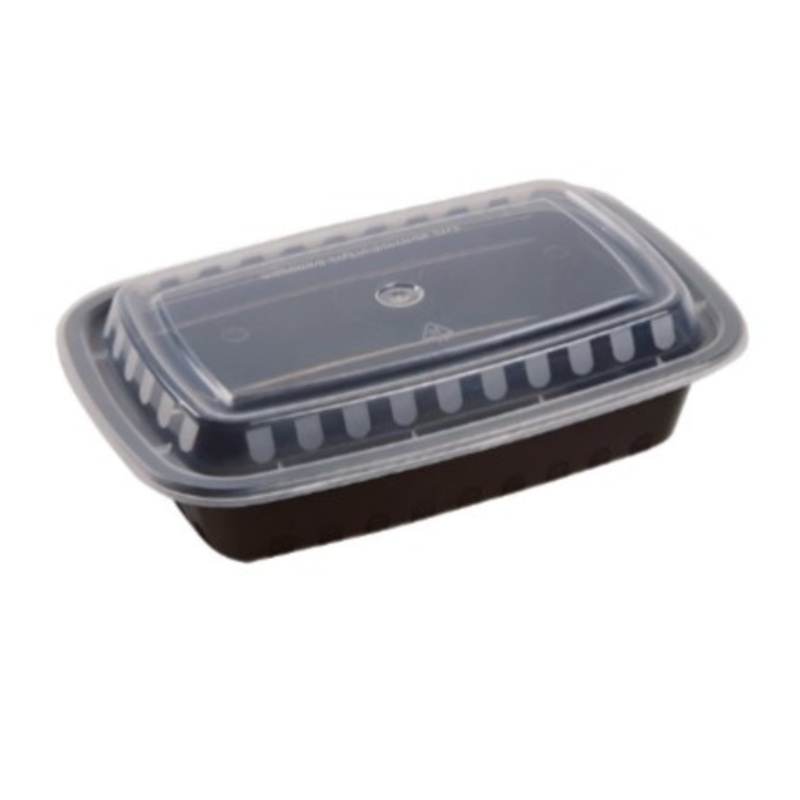 Maple Trade Food Container, 24oz Disp W/Lids 120pk Black/Clear – CS