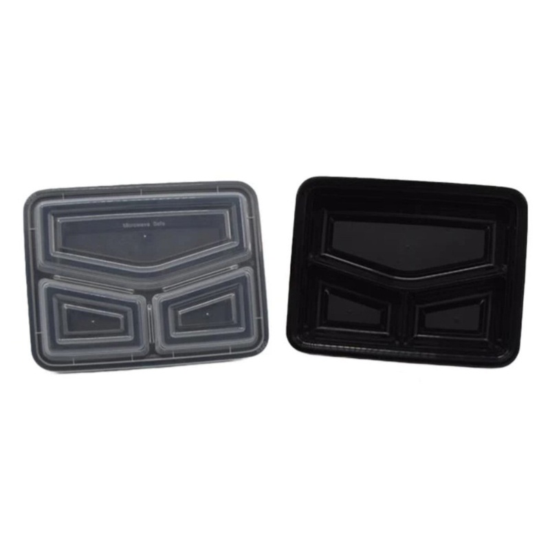 Maple Trade Plastic Container 3 Compartment 30oz Black – CS