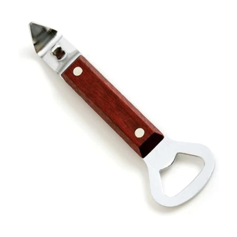 Norpro Can Punch/Bottle Opener, Heavy Duty, Wooden Handle – 400