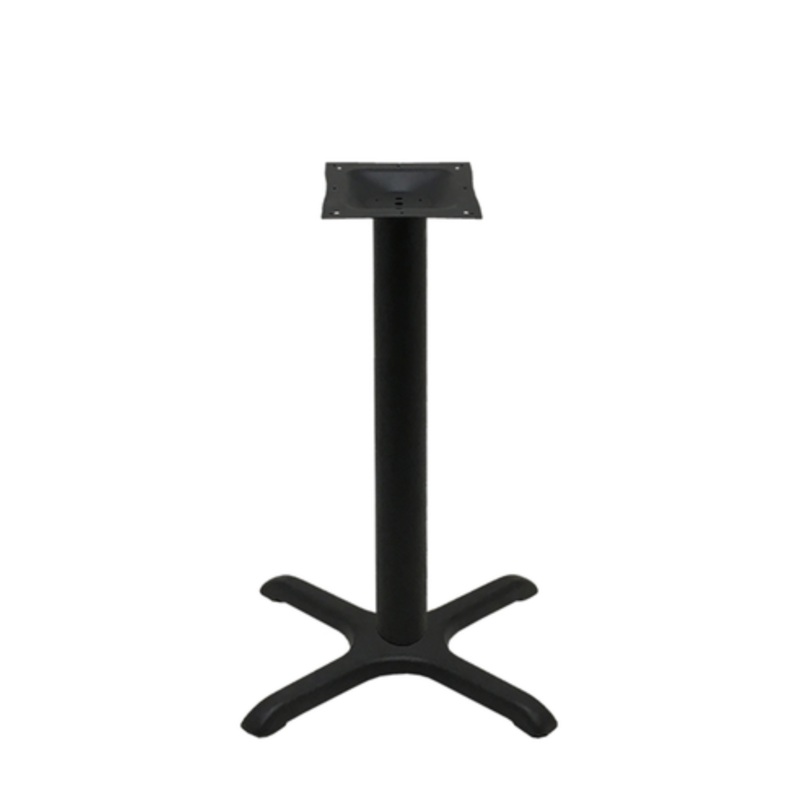 Oak St. Table Base,  22x 22 X Style Steel Column Base Black – B22-STD