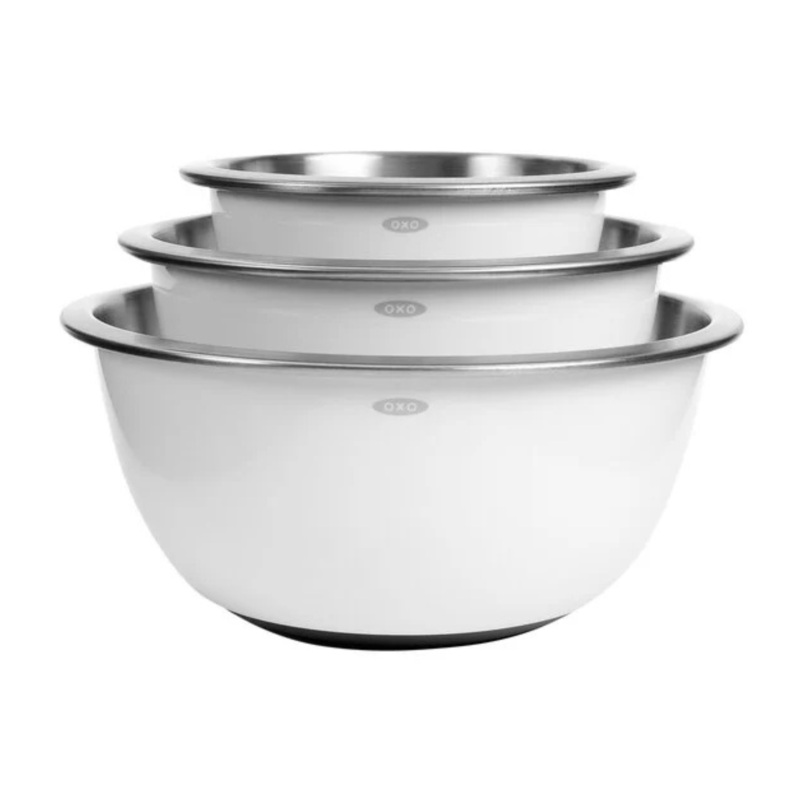OXO GG 3 Piece Stainless Steel Insulated Mixing Bowl Set – White – 1107600