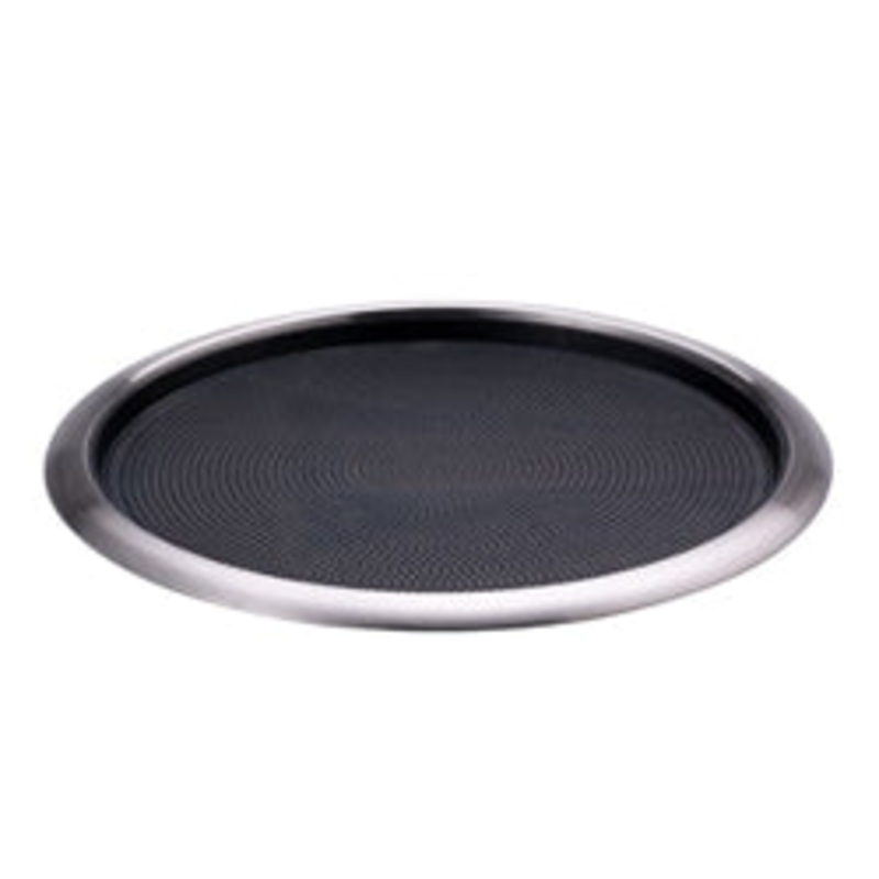Service Ideas Tray, 16, Round, Stackable, Non-Slip, Removable Silicone Rubber Insert – TR1614RI