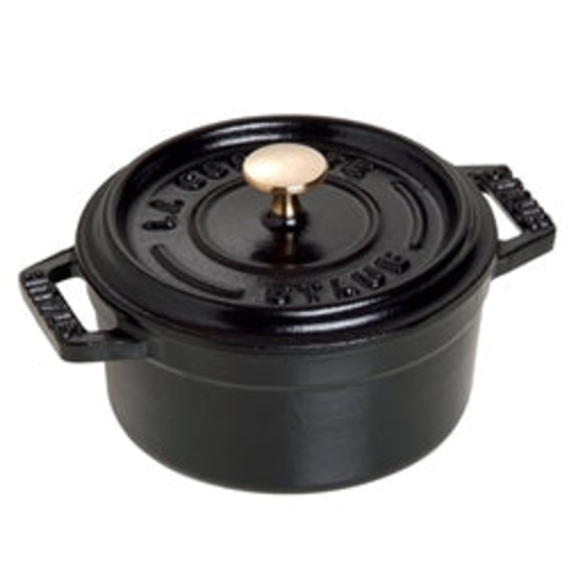 Staub Cast Iron, Mini Round Cocotte, 0.25 Qt , Matte Black, 6 PK – 19501025