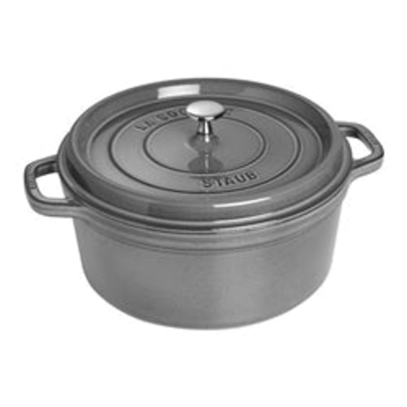 Staub Cast Iron, Round Dutch Oven, 7 Qt , Graphite Grey – 1102818