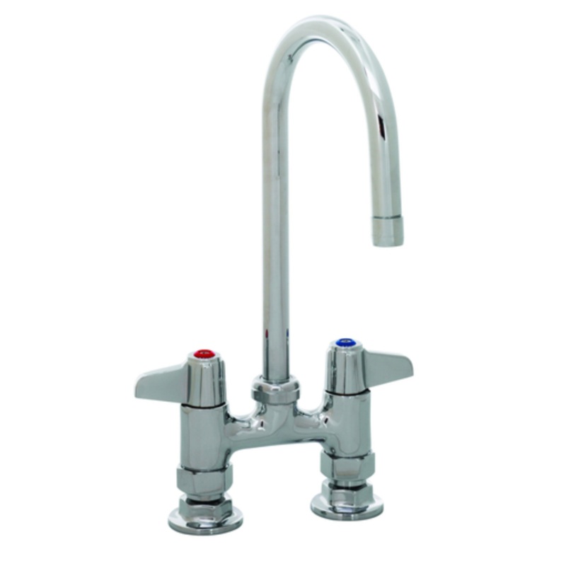 T-S Brass Faucet, Deck Mt 5 1/2 Swivel Gooseneck, 4 Cntr – 5F-4DLX05