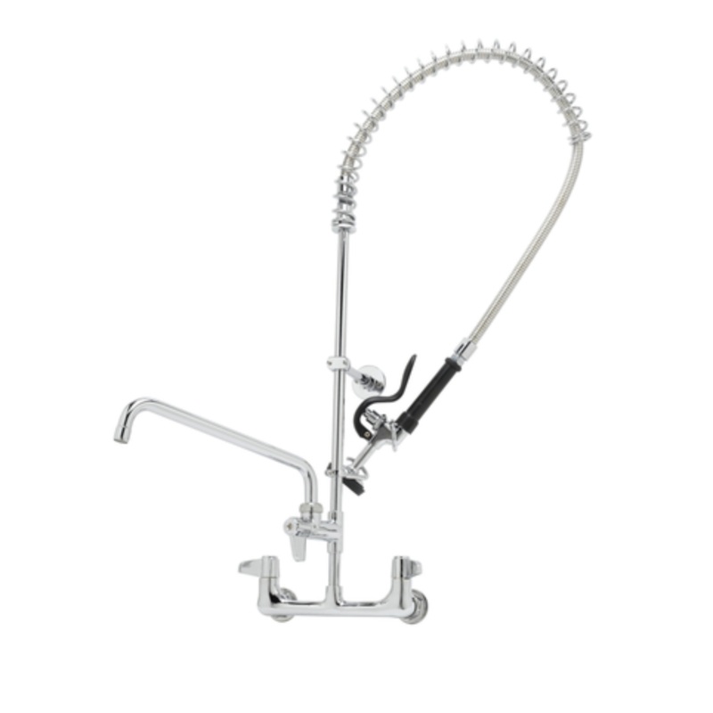 T-S Brass Faucet, Pre-Rinse, W/12 Add-On Faucet, Wall Mt – 5PR-8W12