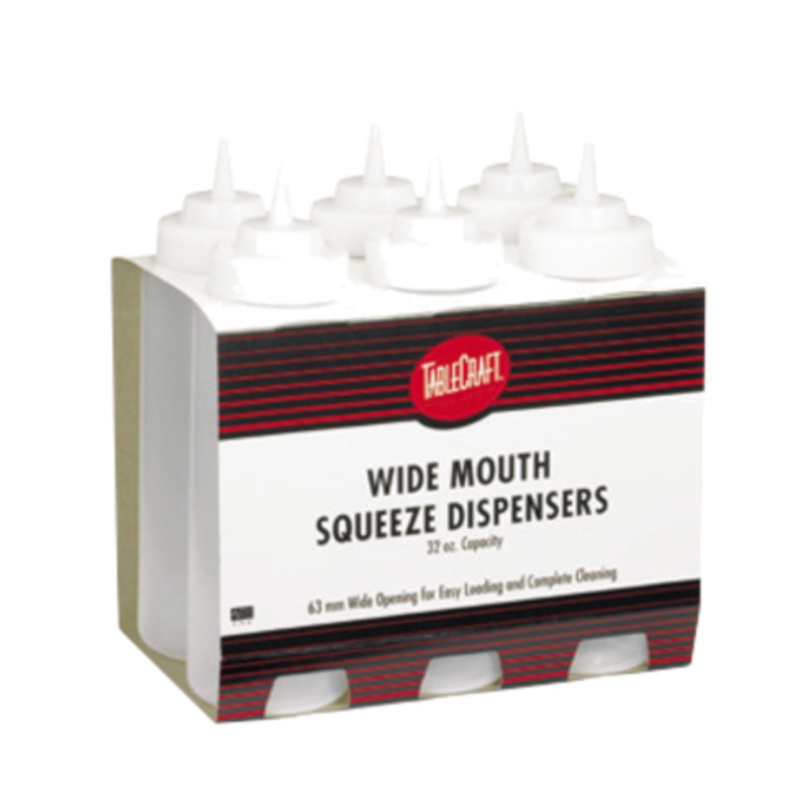 TableCraft – Squeeze Bottle Wide Mouth Clear 32oz 6Pk – TCPC3263C