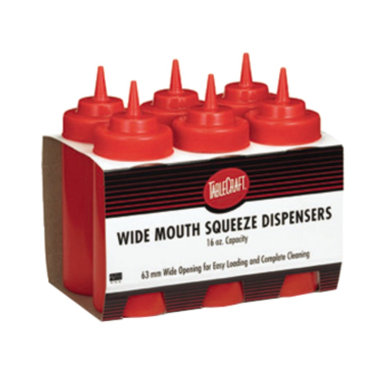 TableCraft – Squeeze Bottle Wide Mouth Red 16oz – TCPC11663K