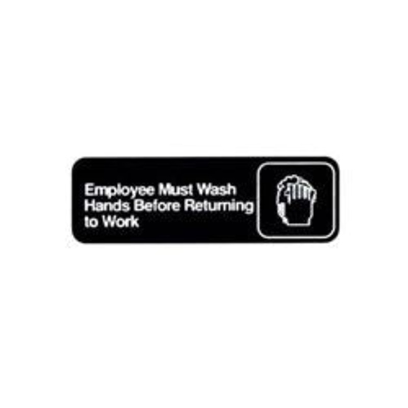 Vollrath – Sign, Employees Must Wash Hands 3 x 9 White On Black – 4530