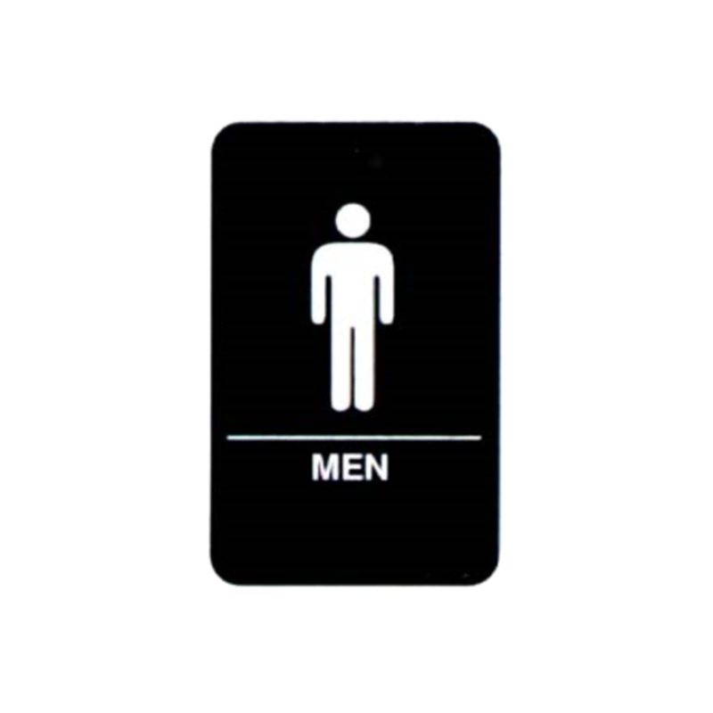 Vollrath Sign, Men Braille6 x 9 White On Black – 5635
