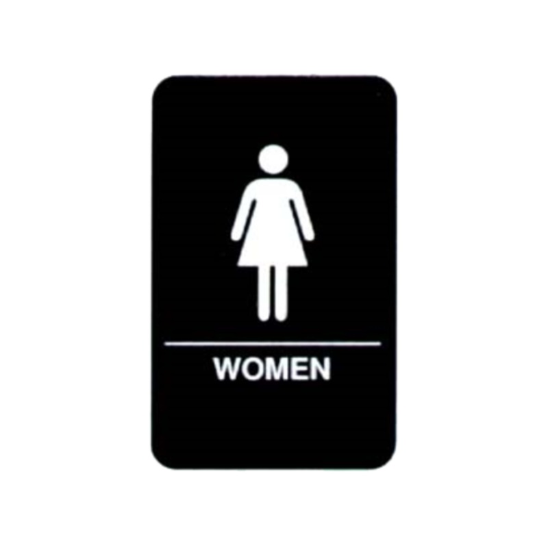 Vollrath Sign, Women Braille 6 x 9 White On Black – 5634