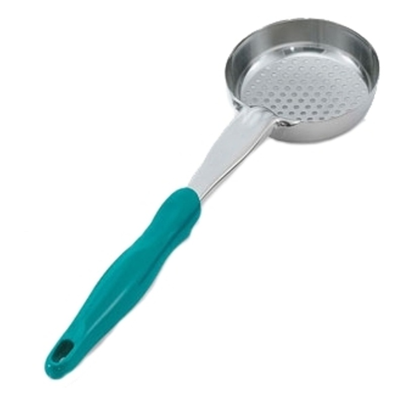 Vollrath Spoodle 6 oz 1-Piece Heavy/Duty, Perforated Round Bowl, Teal Handle  – 6432655