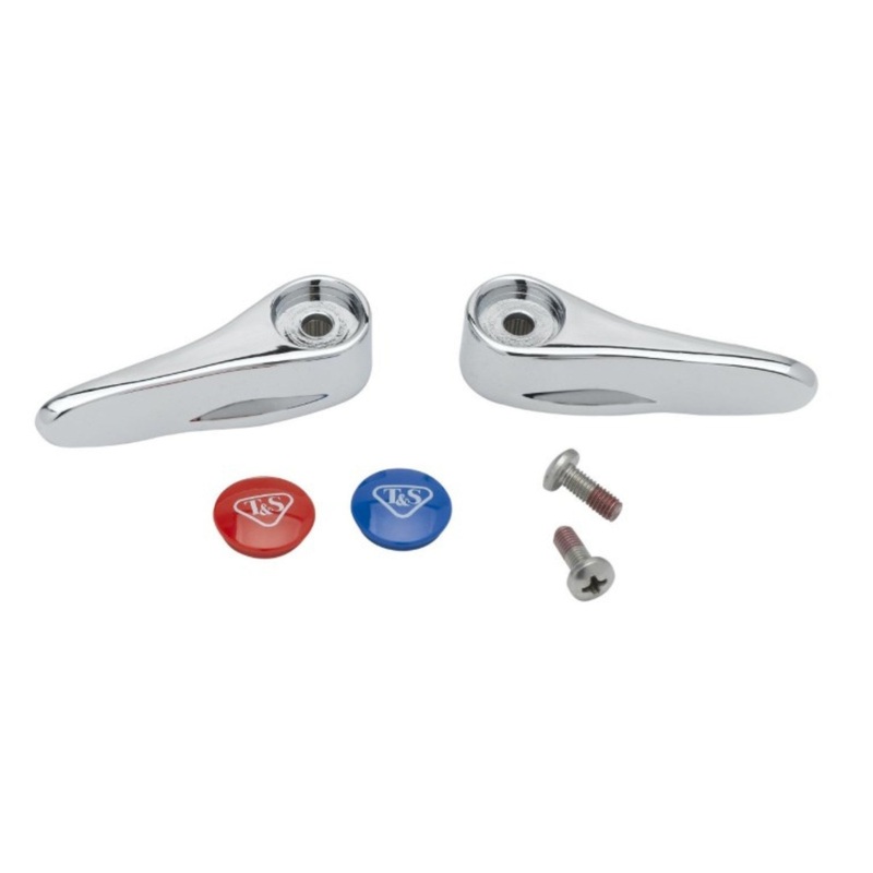 T&S Brass and Bronze Works Lever Handle Repair Kit, Incl. 2 Handles, 1 Red Handle Index, 1 Blue Handle Index, 2 Screws – B-9K-NS