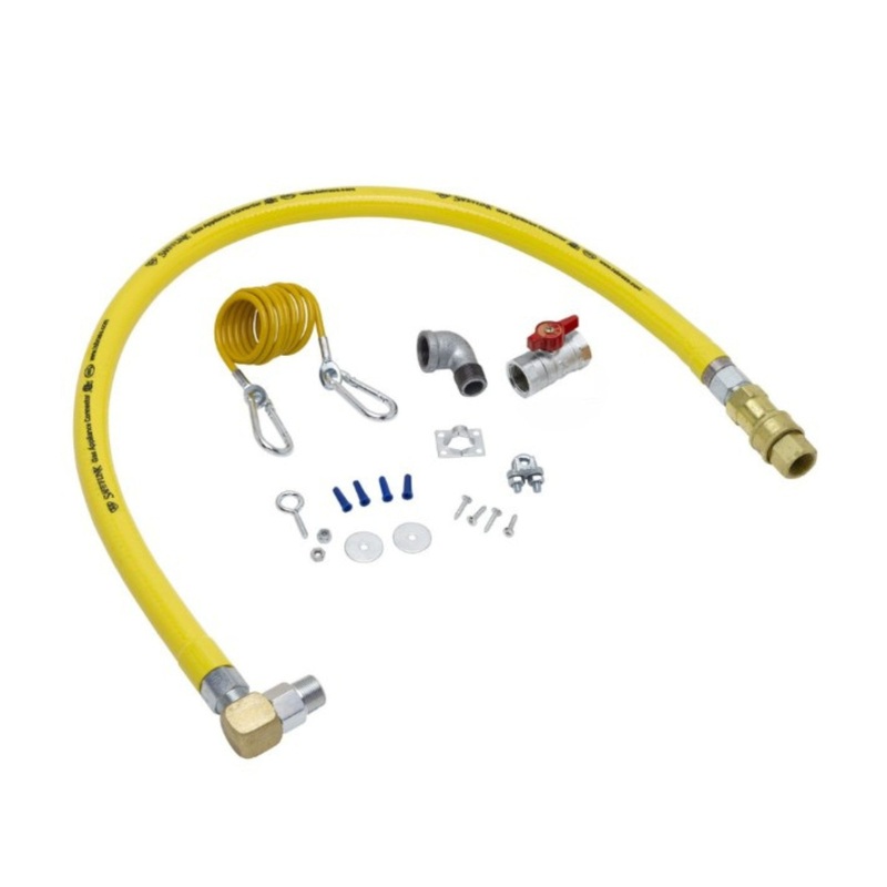 T&S Gas Connector Hose, 3/4x 48 Hose, (1) Quick-Disconnect, Swivelink Fitting,(2) Elbows, Cable Kit – HG-4D-48SEL