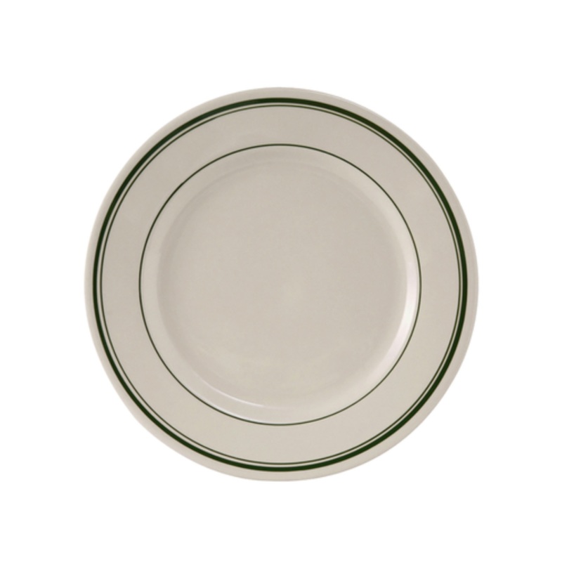 Tuxton  Plate 7-1/8 Round, WR w/Green Band – TUXTGB-007