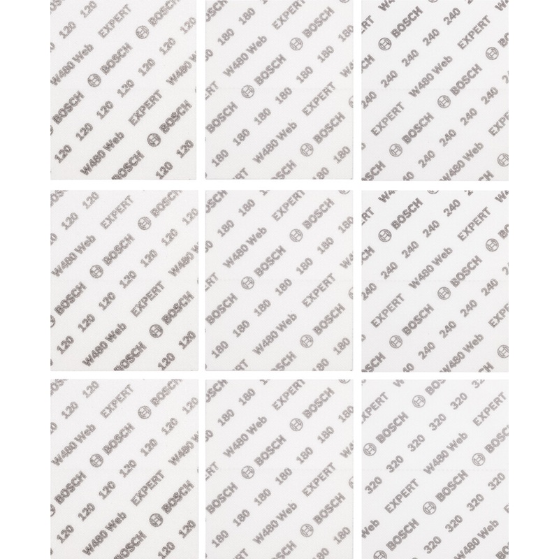 Bosch EXPERT W480 Web 1/4 Hand Sanding Sheet Set 115x140mm 9 pcs 2608902432