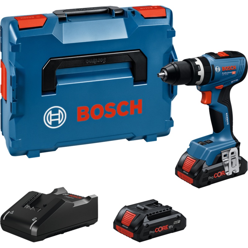 Bosch Combi Drill GSB 18V-65 (2x ProCORE18V 4.0Ah, GAL 18V-40, L-BOXX) Cordless 06019N3376