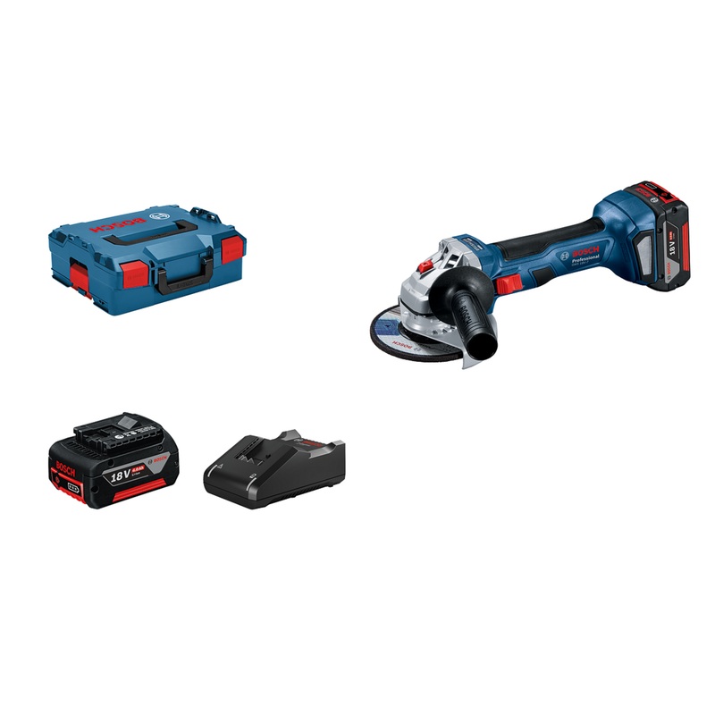 Bosch GWS 18V-7 115mm (2x GBA 4.0Ah, GAL 18V-40, L-BOXX) A/Grinder Cordless 06019H9070