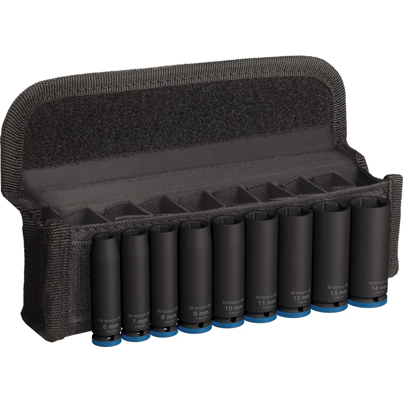 Bosch Professional Impact Socket Set 1/4 Deep 9 pcs 2608003035