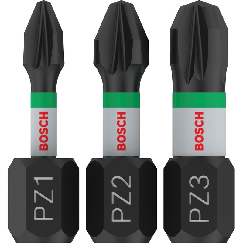 Bosch Professional PZ Impact Bit PZ1x25 PZ2x25 PZ3x25mm 3 pcs 2608522471