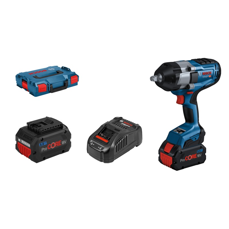 Bosch GDS 18V-1000 (2x ProCORE18V 5.5Ah, GAL 18V-40, L-BOXX) BITURBO BRUSHLESS 18V High Torque I/Wrench 1/2 Cordless 06019J8371