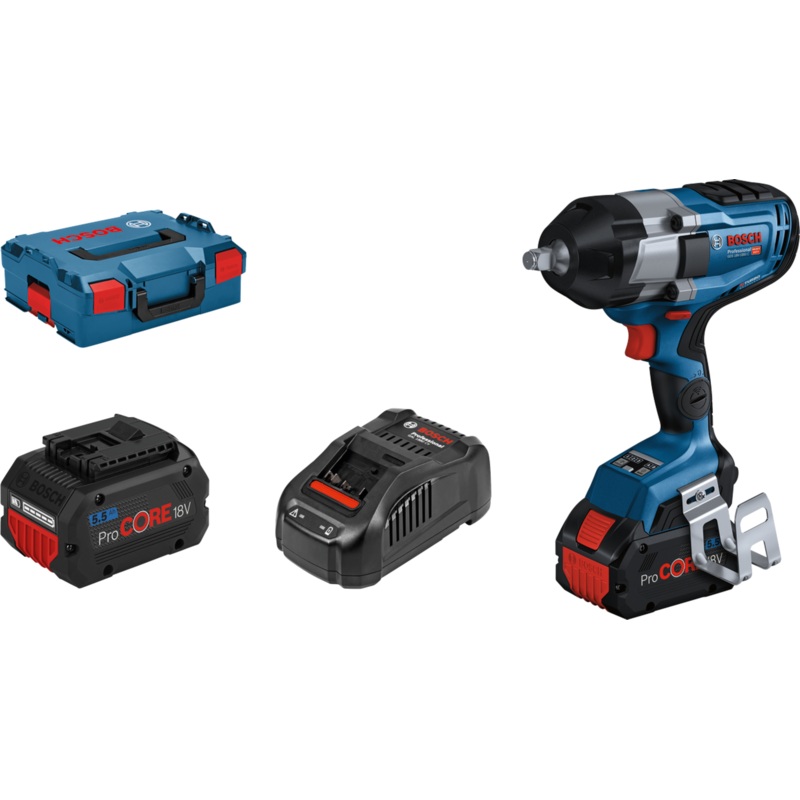 Bosch GDS 18V-1000 C (2x ProCORE18V 5.5Ah, GAL 1880 CV, L-BOXX) + GCY 42 (CoMo) BITURBO BRUSHLESS 18V High Torque I/Wrench 1/2 Cordless 06019J8071
