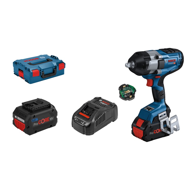 Bosch GDS 18V-1000 C (2x ProCORE18V 8.0Ah, GAL 1880 CV, L-BOXX) + GCY 42 (CoMo) BITURBO BRUSHLESS 18V High Torque I/Wrench 1/2 Cordless 06019J8070