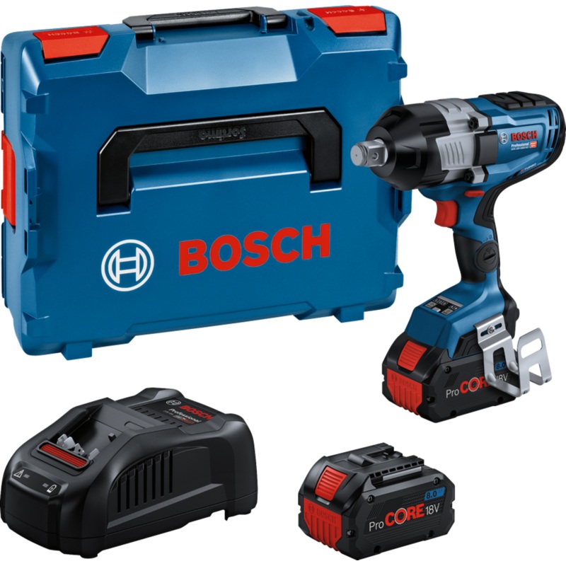 Bosch GDS 18V-1600 HC (2x ProCORE18V 8.0Ah, GAL 1880 CV, L-BOXX) + GCY 42 (CoMo) BITURBO BRUSHLESS 18V High Torque I/Wrench 3/4 Cordless 06019M1070