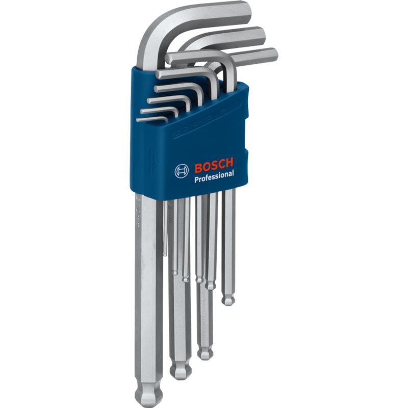 Bosch Professional Hex Allen Keys Set (9pcs: 1.5, 2, 2.5, 3, 4, 5, 6, 8, 10mm, carton) 1600A01TH5