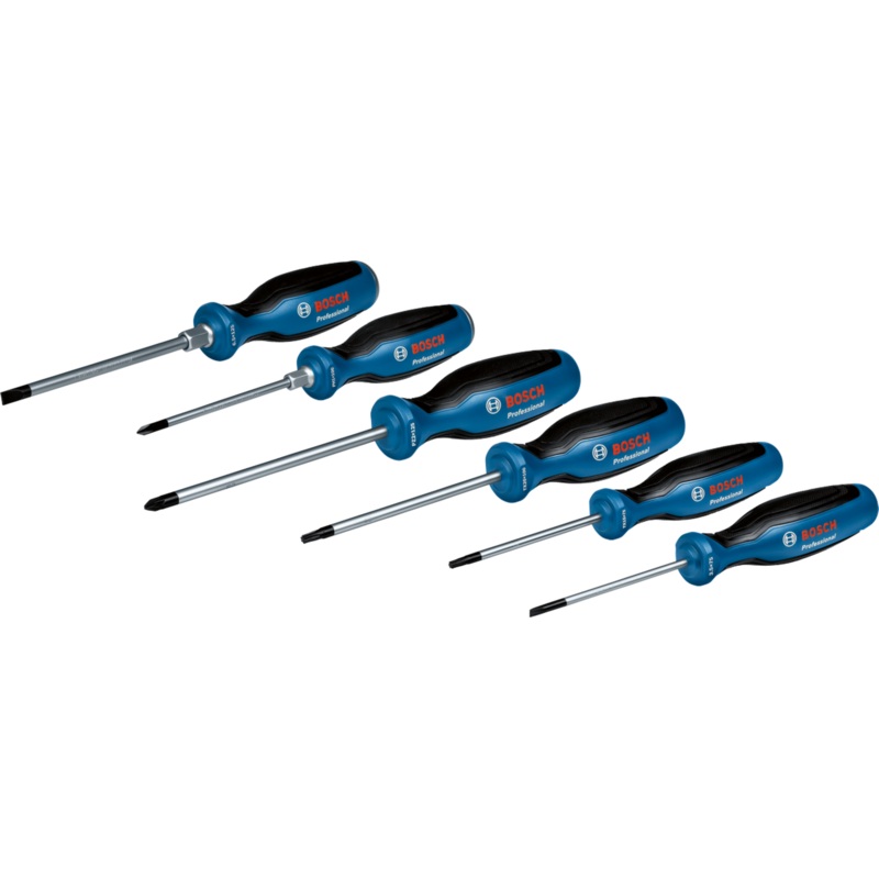 Bosch Professional Screwdriver Set (6pcs: SL 3.5, SL 6.5, PH1, TX15, TX20, PZ2, carton) 1600A02CV3