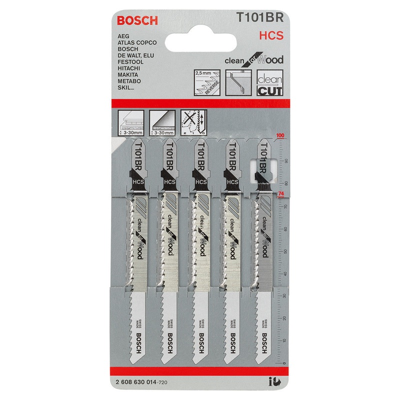 Bosch T101BR Jigsaw Blades Clean for Wood (5 Pack) 2608630014