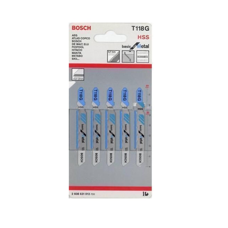 Bosch T118G Jigsaw Blade Basic for Metal (5 Pack) 2608631012