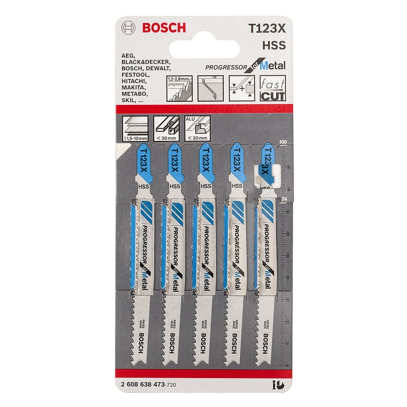 Bosch T123X Progressor Jigsaw Blade for Metal 2608638473 Pack of 5