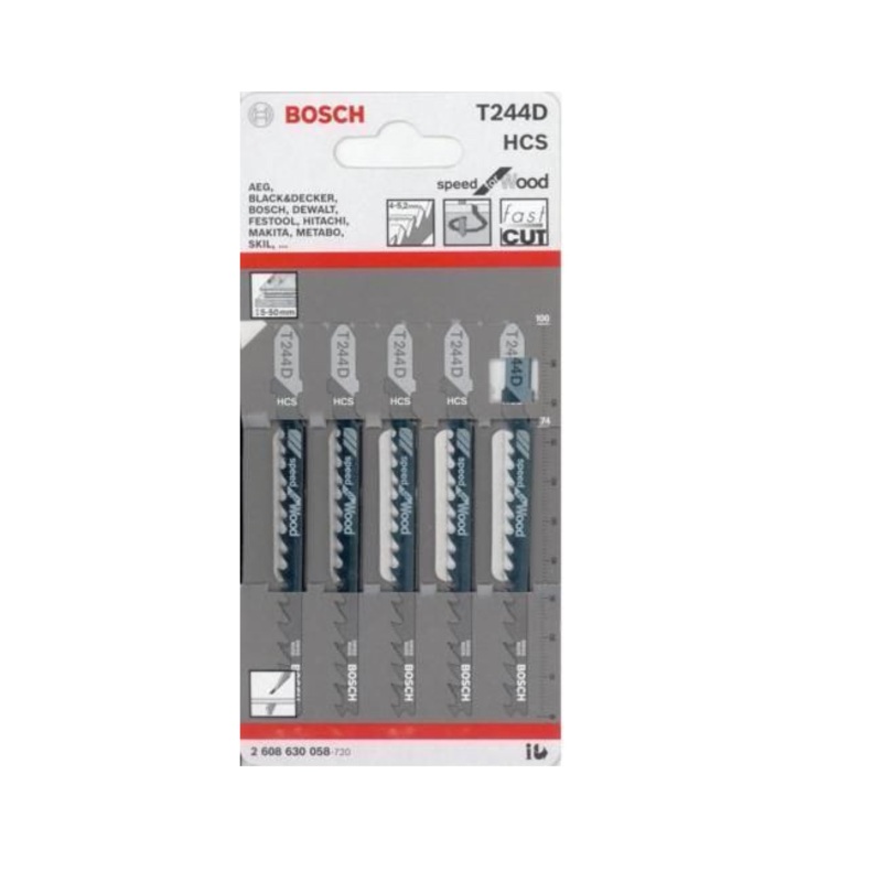 Bosch T244D Jigsaw Blade Speed for Wood (5 Pack) 2608630058
