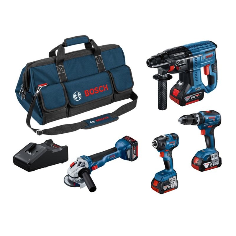 Bosch E-STOCK -18V 4 Tool KIT+3x 18V 4Ah+GAL+Bag 0615990M2B