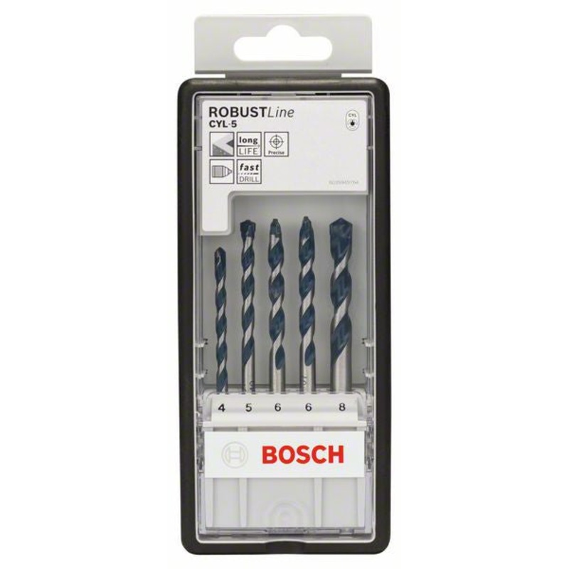 Bosch 5 piece Robust Line CYL 5 concrete drill bit set 4; 5; 6; 6; 8 mm 2608588165