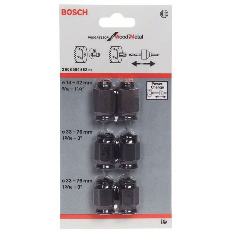 Bosch 6 piece Hole Saw Adapter Set 2608584682