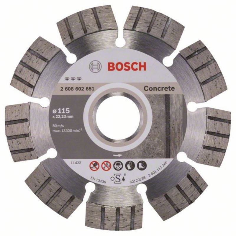 Bosch Diamond cutting disc Best for Concrete 115 x 22.23 x 2.2 x 12 mm 2608602651