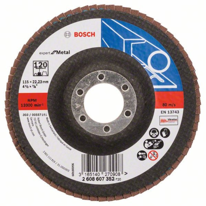 Bosch Flap disc 115 mm. 22.23 mm. 120 2608607352