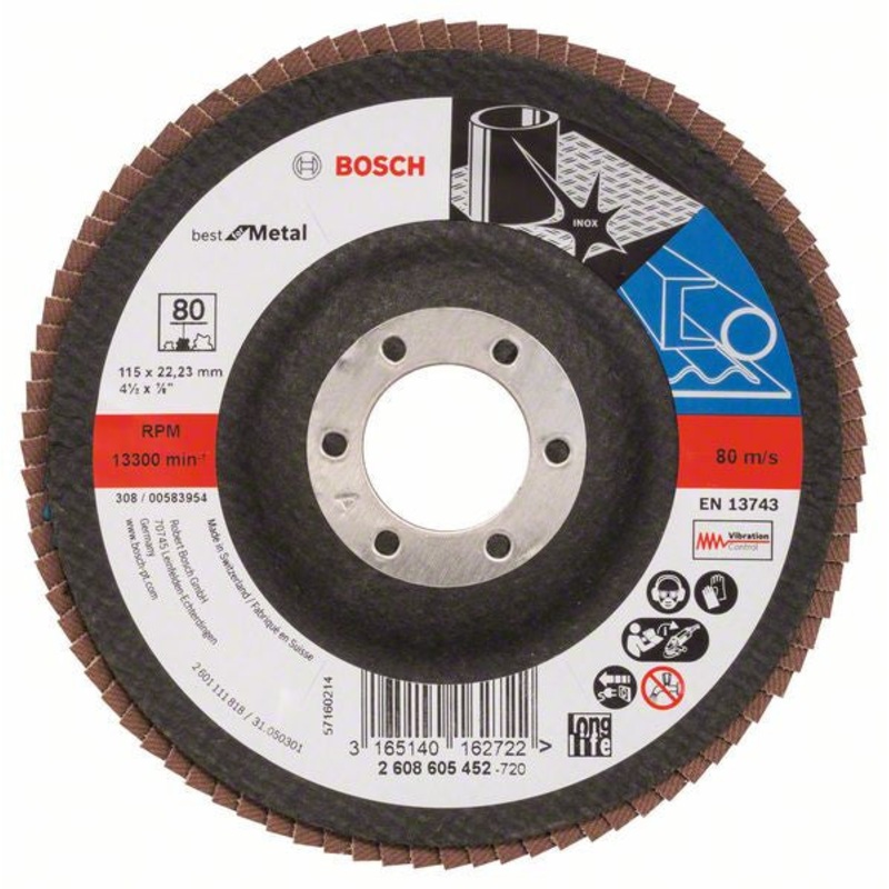Bosch Flap disc 115 mm. 22.23 mm. 80 2608605452