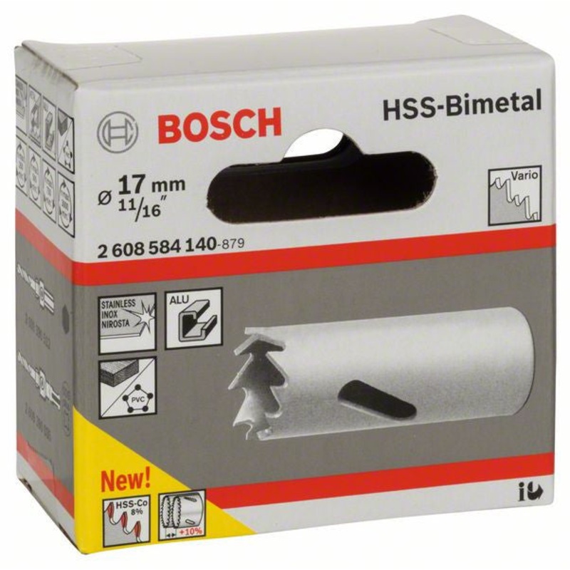 Bosch HSS bi metal holesaw for standard adapters 17 mm. 11 16′ 2608584140