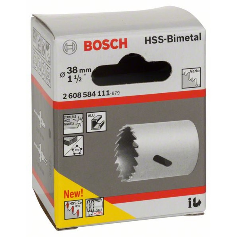 Bosch HSS bi metal holesaw for standard adapters 38 mm. 1 1 2′ 2608584111