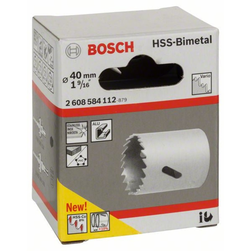 Bosch HSS bi metal holesaw for standard adapters 40 mm. 1 9 16′ 2608584112