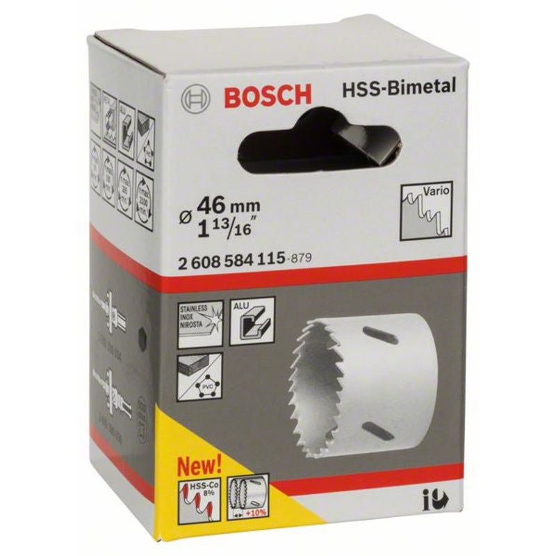 Bosch HSS bi metal holesaw for standard adapters 46 mm. 1 13 16′ 2608584115
